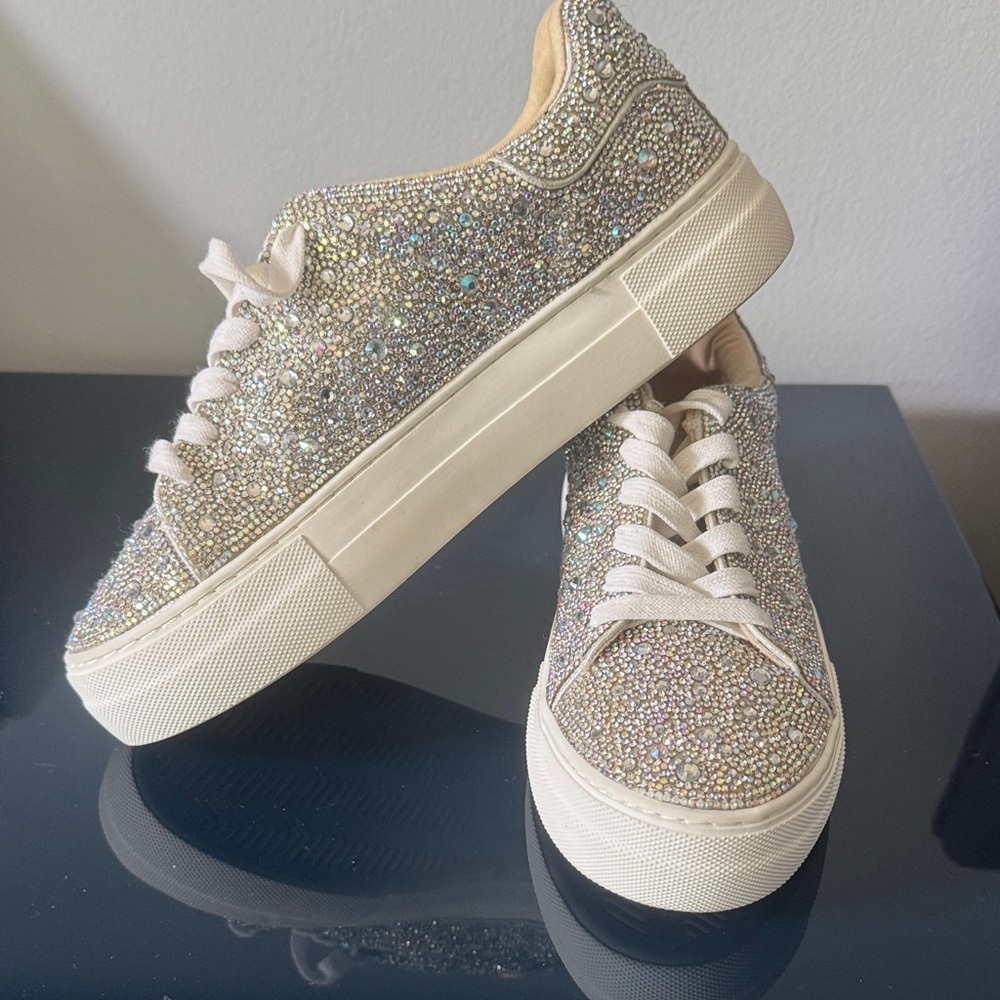 Betsey Johnson Glittering Silver Sneakers